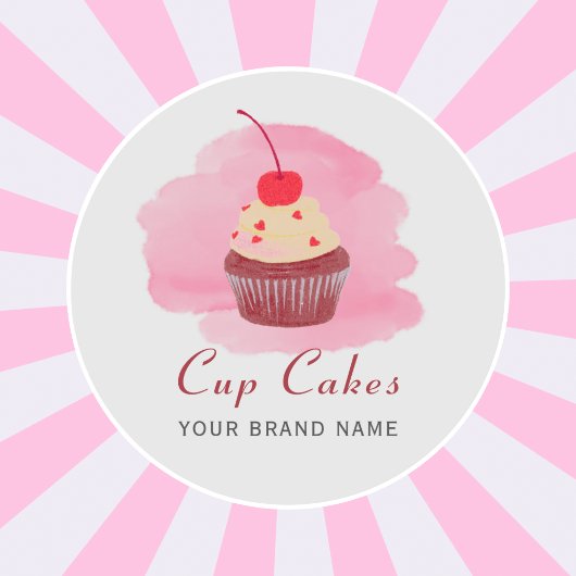 Moderne Roze Cupcake Zakelijke Ronde Sticker
