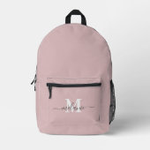 Moderne Roze Custom Monogram Naam Rugzak (Voorkant)