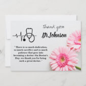 Moderne Roze Daisy Bloem Doktersdag Bedankkaart (Voorkant)