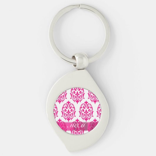 Moderne Roze damast moeders Sleutelhanger (Voorkant)
