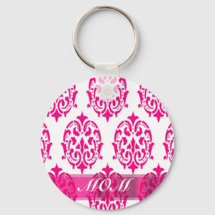 Moderne Roze damast moeders Sleutelhanger