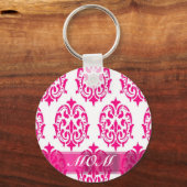 Moderne Roze damast moeders Sleutelhanger (Voorkant)