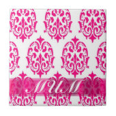Moderne Roze damast moeders Tegeltje (Voorkant)