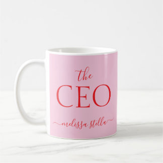 Moderne Roze De CEO Naam | Meisjesachtig Cadeau Koffiemok