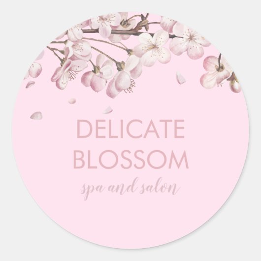 Moderne Roze Delicate Bloesem Ronde Sticker (Voorkant)