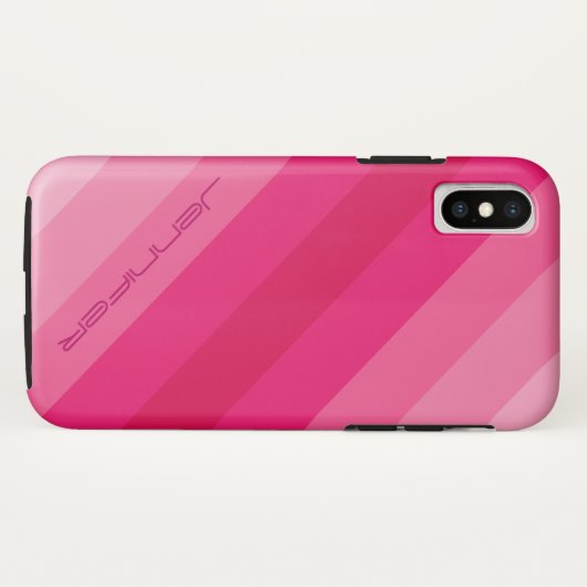 Moderne Roze Diagonale Streep Gepersonaliseerde Case-Mate iPhone Case (Achterkant (horizontaal))