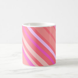 Moderne roze diagonale strepen koffiemok