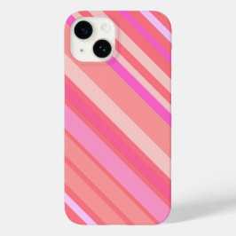 Moderne roze diagonale strepesnop Case-Mate iPhone 14 hoesje