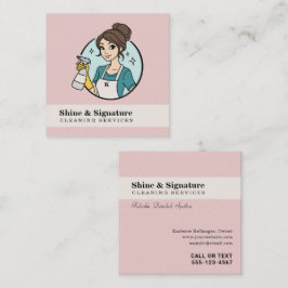 Moderne Roze Dienst Reinigingsbedrijven Maatschapp Vierkante Visitekaartje