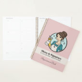 Moderne Roze Dienstmeid Logo Schoonmaakdiensten Planner (Display)