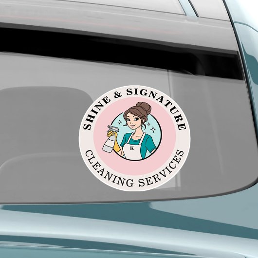 Moderne Roze Dienstmeid Schoonmaakdienst Auto Viny Sticker