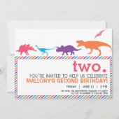 Moderne Roze Dinosaurus Silhouet Verjaardag Uitnod Kaart (Voorkant)