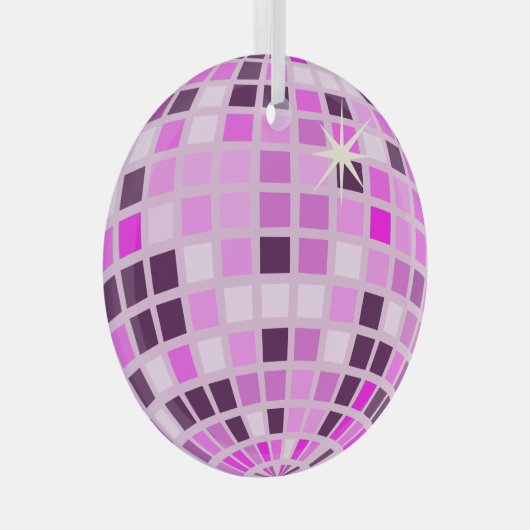 Moderne Roze Disco Bal Glas Ornament (Voorkant Rechts)