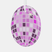 Moderne Roze Disco Bal Glas Ornament (Voorkant links)