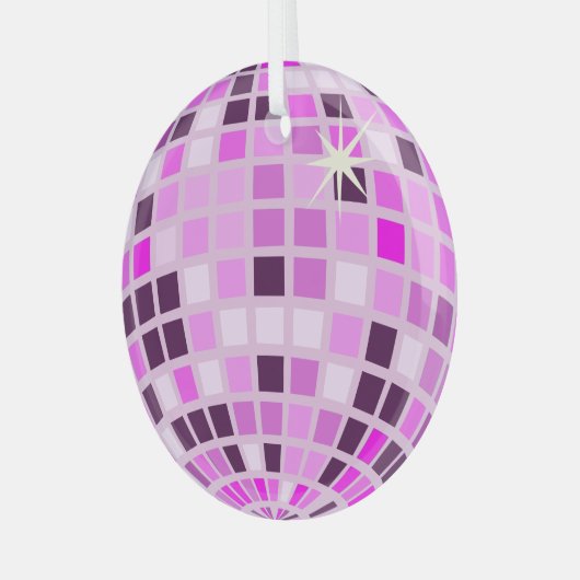 Moderne Roze Disco Bal Glas Ornament (Voorkant links)