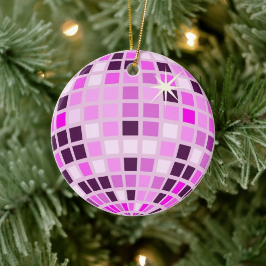 Moderne Roze Disco Bal Keramisch Ornament (Boom)