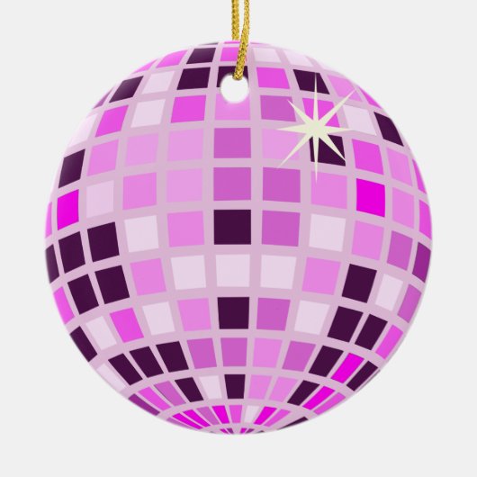Moderne Roze Disco Bal Keramisch Ornament (Voorkant)