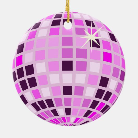 Moderne Roze Disco Bal Keramisch Ornament (Achterkant)