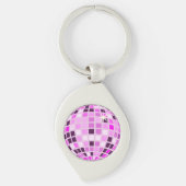 Moderne Roze Disco Bal Sleutelhanger (Voorkant)
