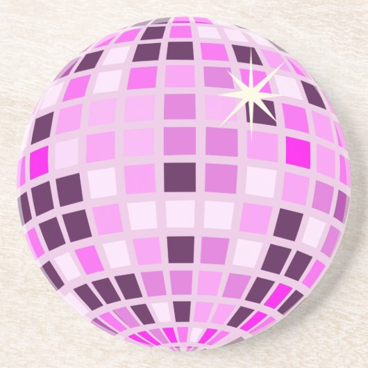 Moderne Roze Disco Bal Zandsteen Onderzetter (Voorkant)