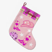 Moderne roze Disco Ball Cowgirl Pet Boots Grote Kerstsok (Voorkant (Hangend))