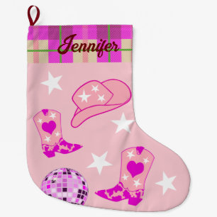 Moderne roze Disco Ball Cowgirl Pet Boots Grote Kerstsok