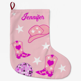 Moderne roze Disco Ball Cowgirl Pet Boots Grote Kerstsok