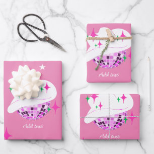 Moderne Roze Disco Cowgirl Cowboy Inpakpapier Vel