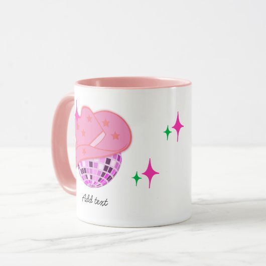Moderne Roze Disco Cowgirl Cowboy Mok (Voorkant links)
