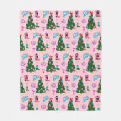 Moderne Roze Disco Cowgirl Rodeo Kerstboom Fleece Deken (Voorkant)