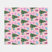 Moderne Roze Disco Cowgirl Rodeo Kerstboom Fleece Deken (Voorkant (Horizontaal))