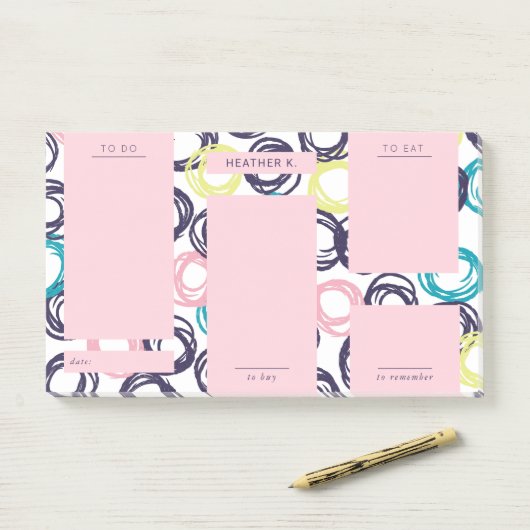 Moderne roze donkerdonkerPaarse dagelijkse actie Post-it® Notes (Op bureau)