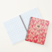 Moderne Roze Doodle Harten Monogram Notitieboek (Binnen)