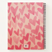 Moderne Roze Doodle Harten Monogram Notitieboek (Achterkant)