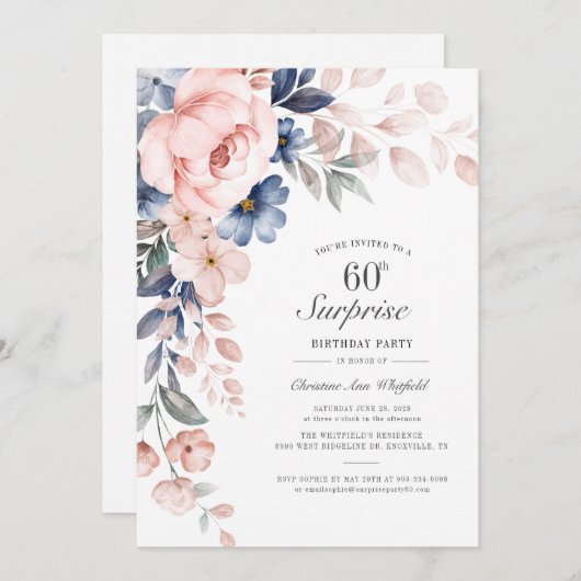 Moderne roze draai script verrassende 60e verjaard kaart (Voorkant / Achterkant)