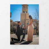 Moderne Roze Drievoudige Foto Bruiloft Uitnodiging (Cover)