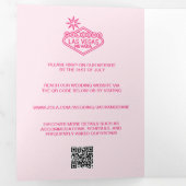 Moderne Roze Drievoudige Foto Bruiloft Uitnodiging (Binnenzijde eerst)