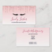 Moderne Roze Dripping Glitter & Zwarte Wimpers Visitekaartje (Voorkant / Achterkant)