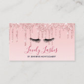 Moderne Roze Dripping Glitter & Zwarte Wimpers Visitekaartje (Voorkant)
