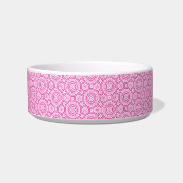 Moderne Roze Dromen Patroon Keramische Pet Bowl Voerbakje (Voorkant)