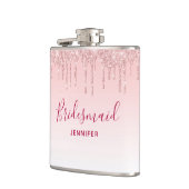 Moderne roze druppelaar bruidsmeisje heupfles (Links)