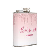 Moderne roze druppelaar bruidsmeisje heupfles (Rechts)