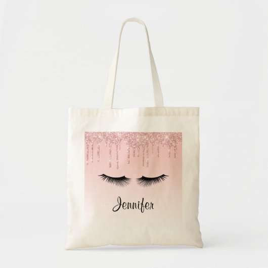 Moderne roze druppelaar voor glitter en elasu tote bag (Voorkant)