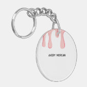 Moderne roze druppelnaam sleutelhanger (Voorkant Links)