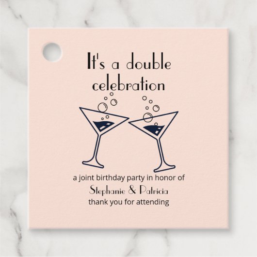 Moderne Roze Dubbele Viering Gezamenlijke Verjaard Bedankjes Labels (Voorkant)