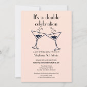 Moderne Roze Dubbele Viering Gezamenlijke Verjaard Kaart (Voorkant)