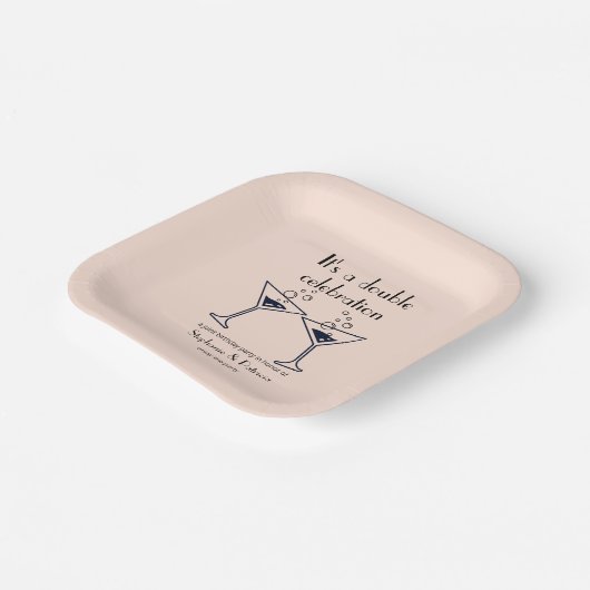 Moderne Roze Dubbele Viering Gezamenlijke Verjaard Papieren Bordje (Gebogen)