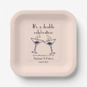 Moderne Roze Dubbele Viering Gezamenlijke Verjaard Papieren Bordje (Voorkant)