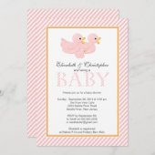 Moderne roze eenden Baby shower Kaart (Voorkant / Achterkant)