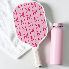 Moderne Roze Eenvoudig Initiaal Monogram Patroon Pickleball Paddle